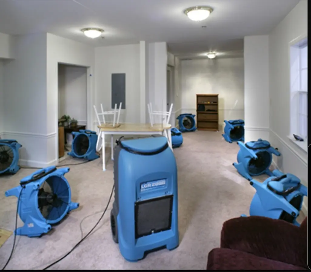 Air movers and dehumidifier setup for Water Extraction & Removal in Lloyd